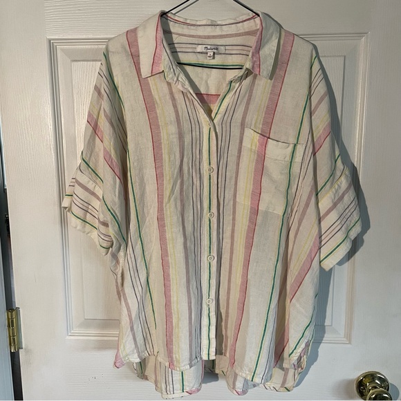 Madewell Tops - EUC Madewell Linen-blend Rainbow Stripe